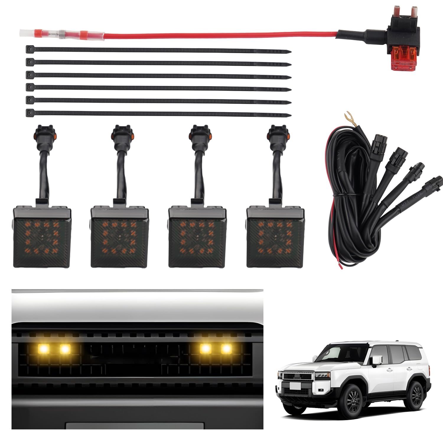 Amazon | Cartist ランドクルーザー 250 フロントグリル 増設LEDランプ